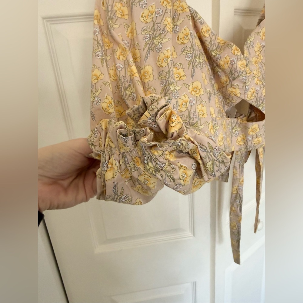NWT Mable Chance of Sun Floral Two Piece Set Puff Sleeve Top Tiered Skirt Large - Picture 5 of 16